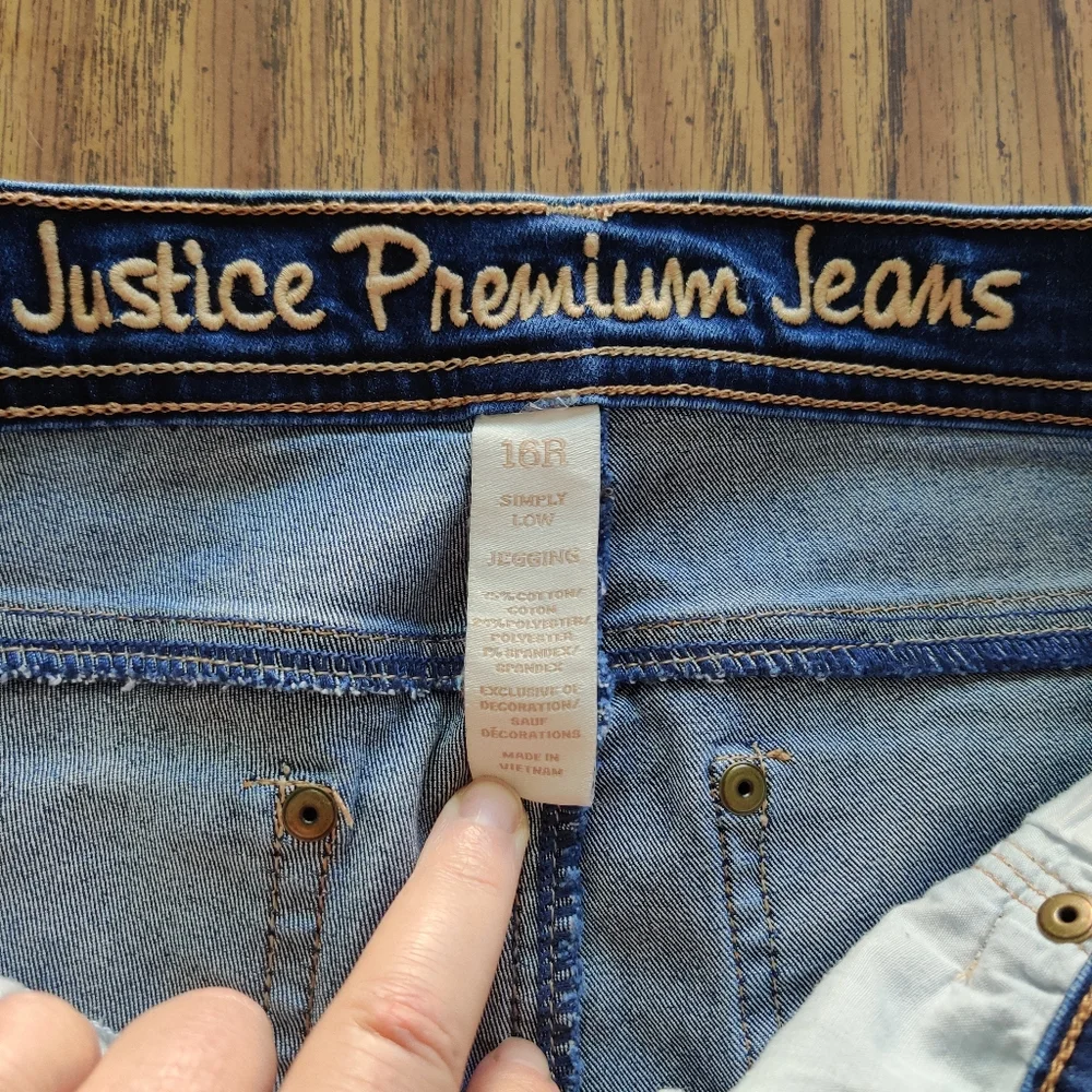 Justice Premium Skinny Medium Wash Simply Low Jegging Jeans EUC sz 16R